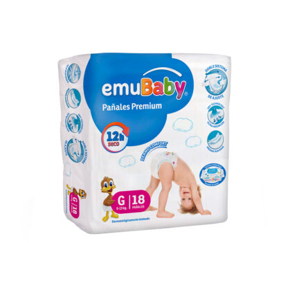 pañal de bebé emubaby talla g 18 unidades gel super absorbente