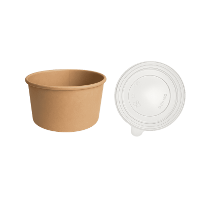 Pack: 50 platos bowl kraft de 1200 cc + tapa