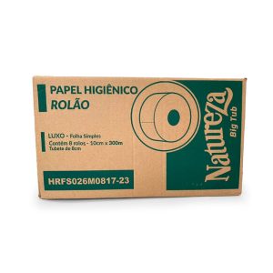Caja de papel higiénico Rolão, conteniendo 8 rollos grandes.