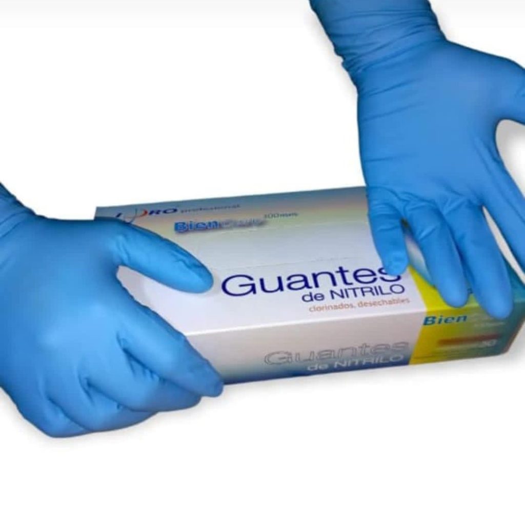 GUANTES DE NITRILO AZUL TALLA l CAJA DE 100 UNI