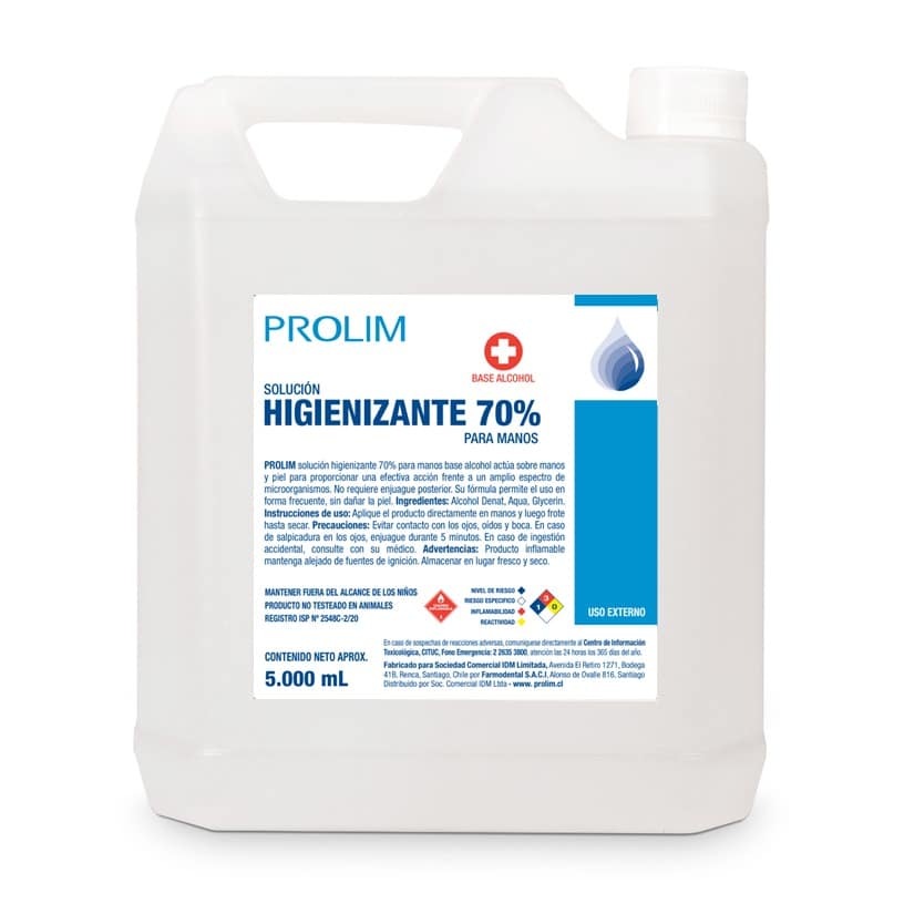 Alcohol Gel Higienizante al 70% Para Manos 1 Litro con Dispensador