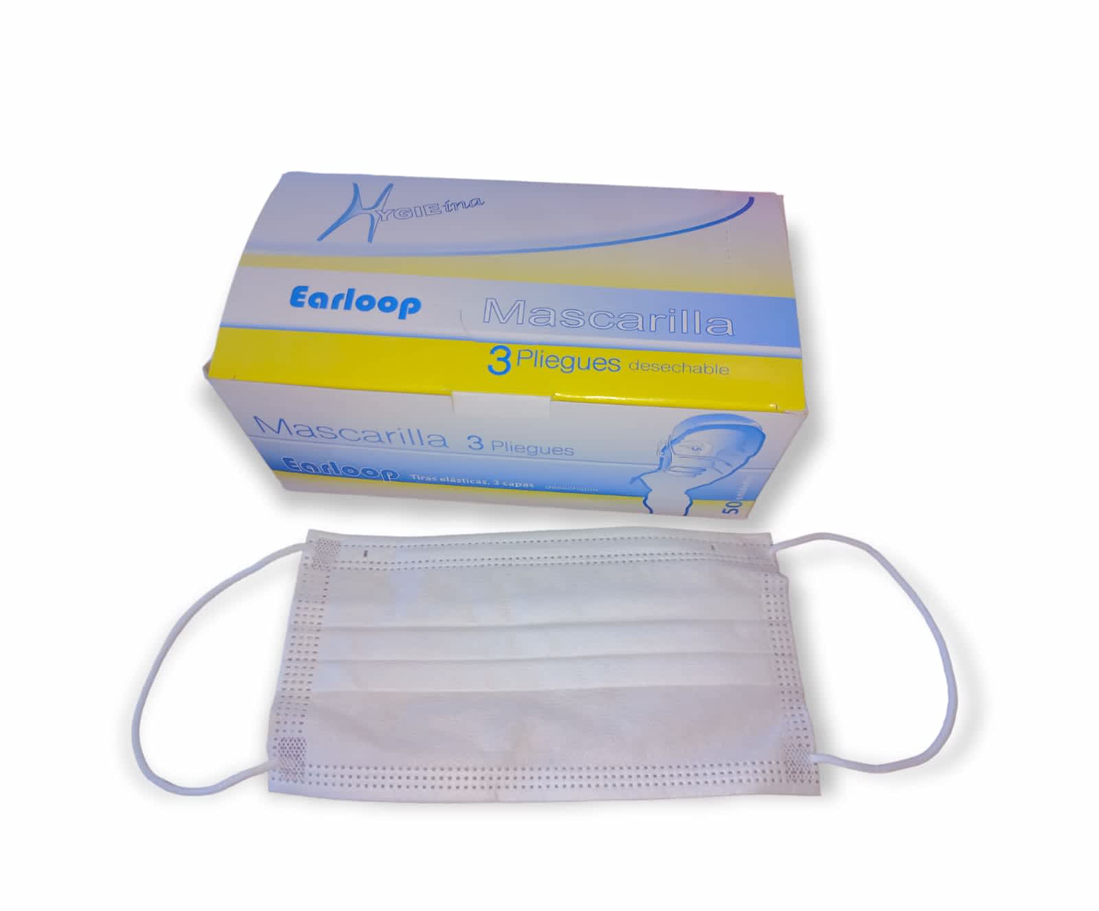 MASCARILLA DESECHABLE 3 PLIEGUES CAJA 50 UNIDADES